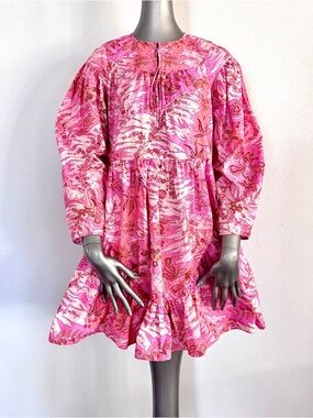 Ulla Johnson Pre-Fall 2022 Pink Floral Cotton Mini Dress Size 0